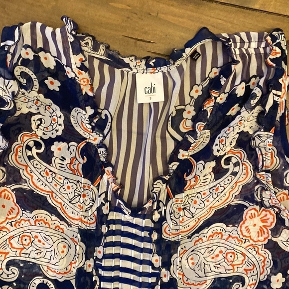 Cabi 5349 peplum semi sheer blouse size S - Picture 3 of 6